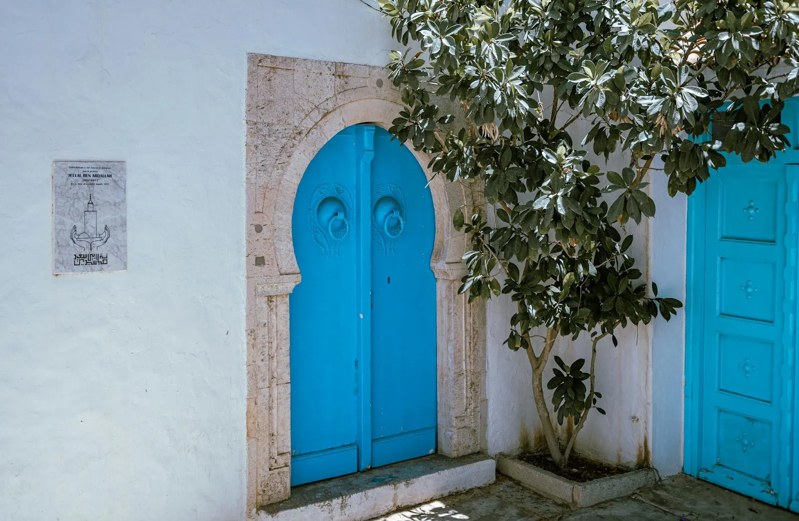 Ornate traditional doorway in Sidi Bou Saïd, Tunisia